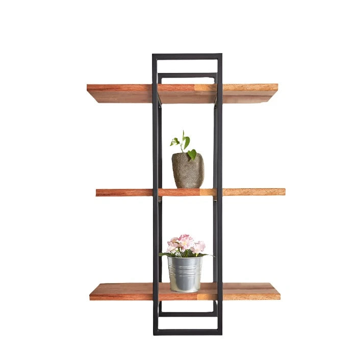 Metal And Sheesham Solid Wood 3 Piece Tiered Shelf - Furnishiaa -  -
